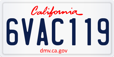 CA license plate 6VAC119