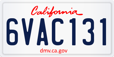 CA license plate 6VAC131