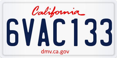 CA license plate 6VAC133