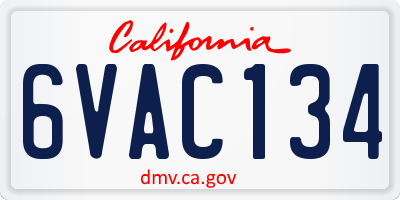 CA license plate 6VAC134