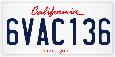 CA license plate 6VAC136