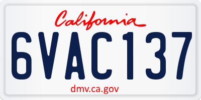 CA license plate 6VAC137