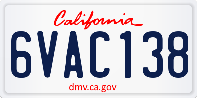 CA license plate 6VAC138