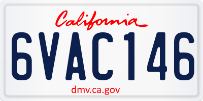 CA license plate 6VAC146