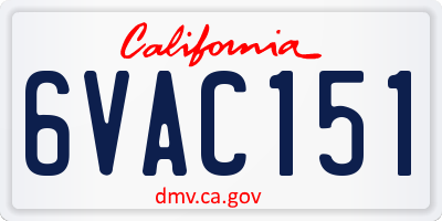 CA license plate 6VAC151