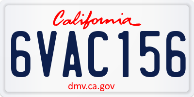 CA license plate 6VAC156