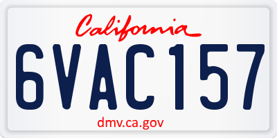 CA license plate 6VAC157