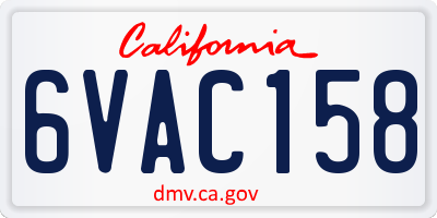 CA license plate 6VAC158