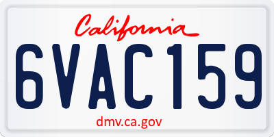 CA license plate 6VAC159