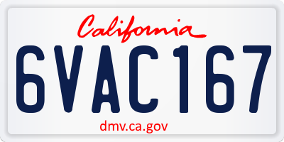 CA license plate 6VAC167