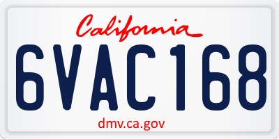 CA license plate 6VAC168