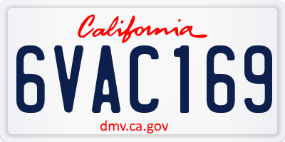 CA license plate 6VAC169