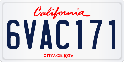 CA license plate 6VAC171