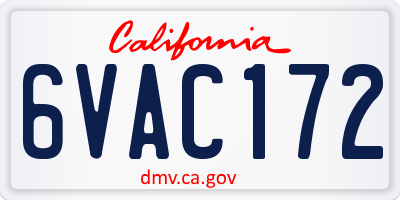 CA license plate 6VAC172
