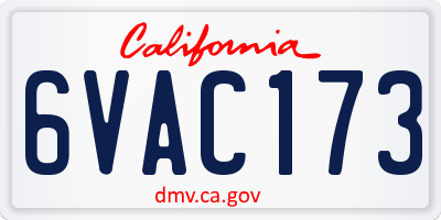 CA license plate 6VAC173