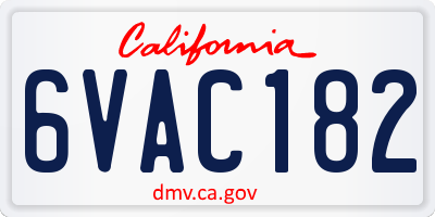 CA license plate 6VAC182