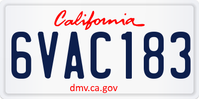 CA license plate 6VAC183
