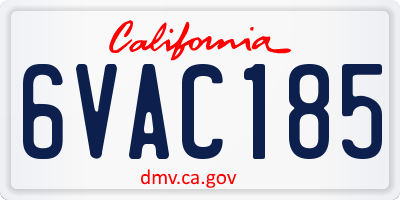 CA license plate 6VAC185
