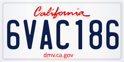 CA license plate 6VAC186