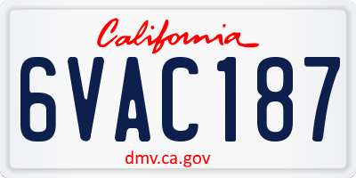 CA license plate 6VAC187