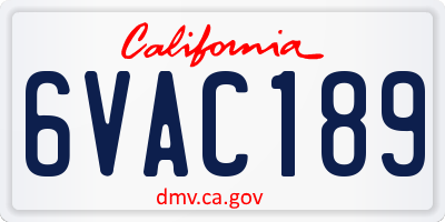 CA license plate 6VAC189