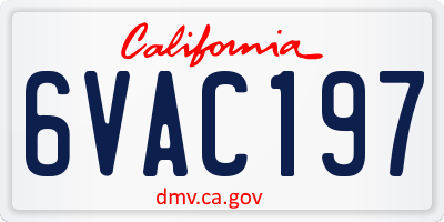 CA license plate 6VAC197