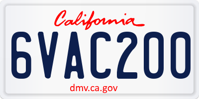 CA license plate 6VAC200