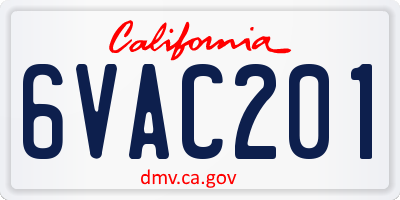 CA license plate 6VAC201