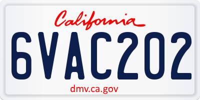 CA license plate 6VAC202