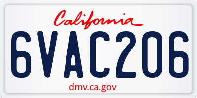 CA license plate 6VAC206