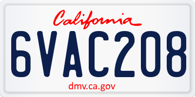 CA license plate 6VAC208