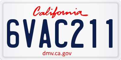 CA license plate 6VAC211