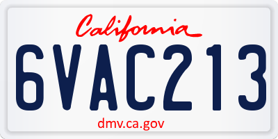 CA license plate 6VAC213