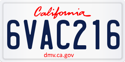 CA license plate 6VAC216
