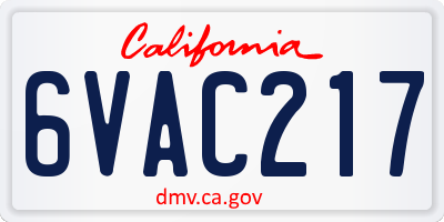 CA license plate 6VAC217