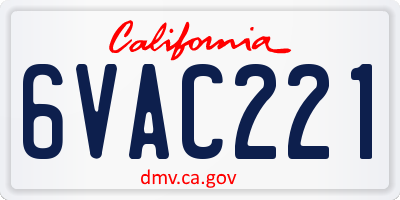 CA license plate 6VAC221