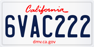 CA license plate 6VAC222