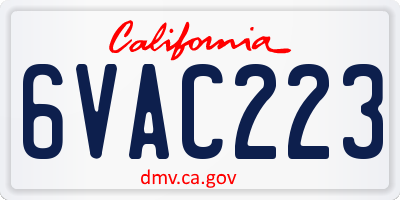 CA license plate 6VAC223
