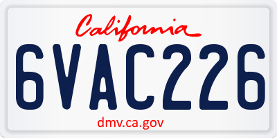 CA license plate 6VAC226