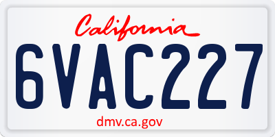 CA license plate 6VAC227