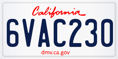 CA license plate 6VAC230