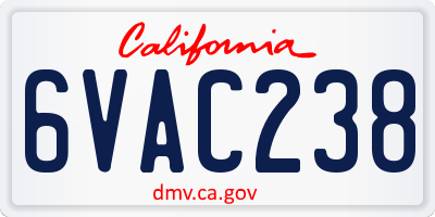 CA license plate 6VAC238