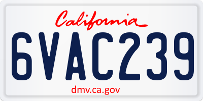 CA license plate 6VAC239