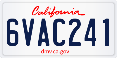 CA license plate 6VAC241