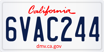 CA license plate 6VAC244