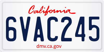 CA license plate 6VAC245