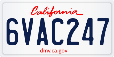 CA license plate 6VAC247