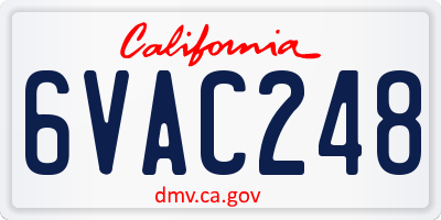 CA license plate 6VAC248