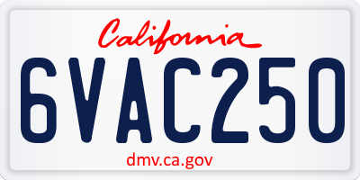 CA license plate 6VAC250