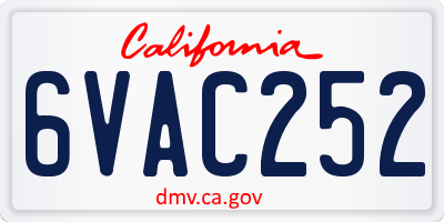 CA license plate 6VAC252